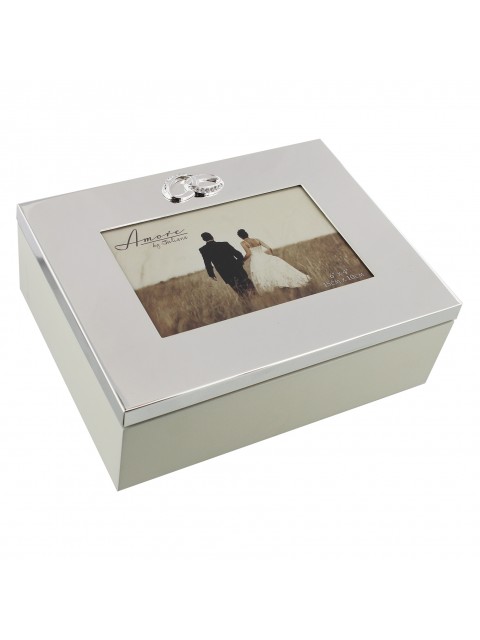 Amore Silverplated Wedding Keepsake Box with Ring Icons